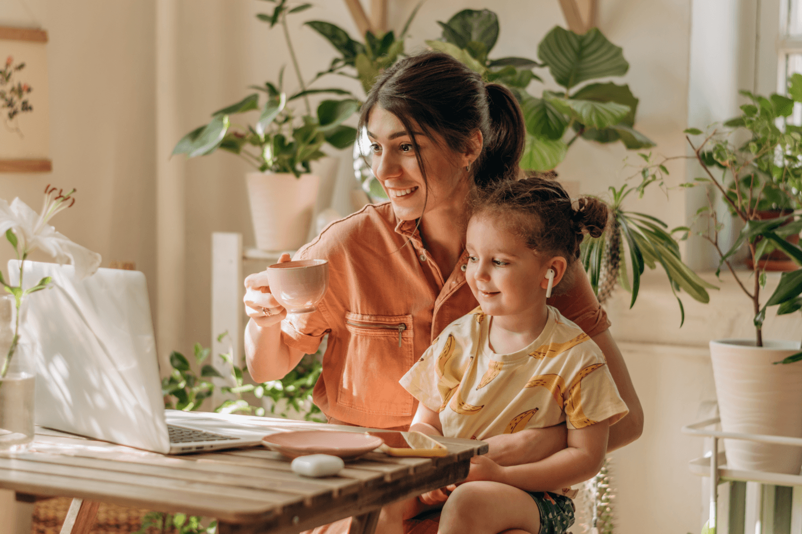 Parent and child at computer